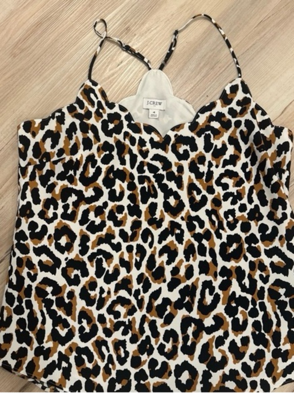J. Crew Leopard Print Silk Cami in White, Black & Brown